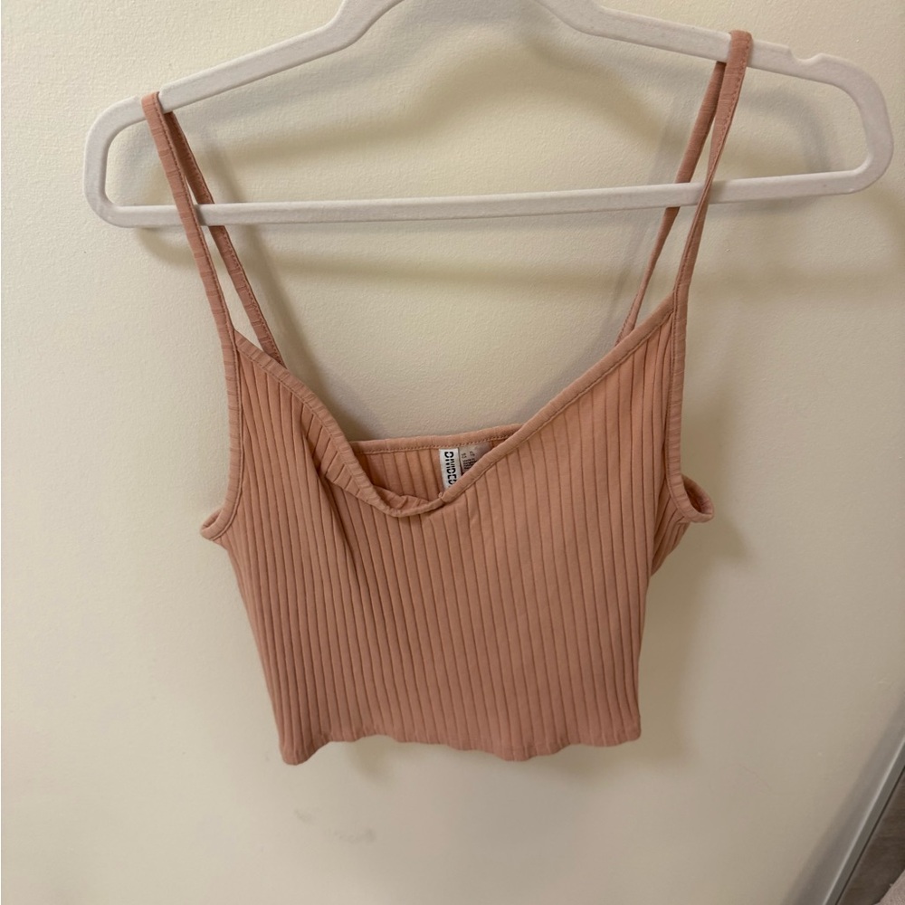 H&M Pink Ribbed Crop Camisole